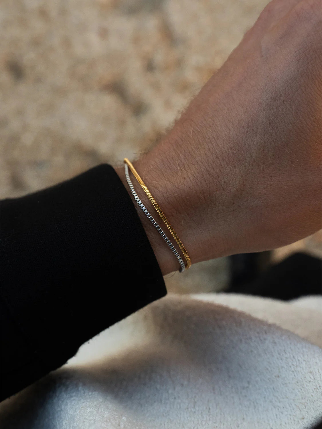 Square Chain Bracelet (White Gold)
